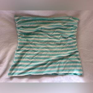 Striped Strapless Stretchy Trina Turk Vintage Tube Top in Teal and White